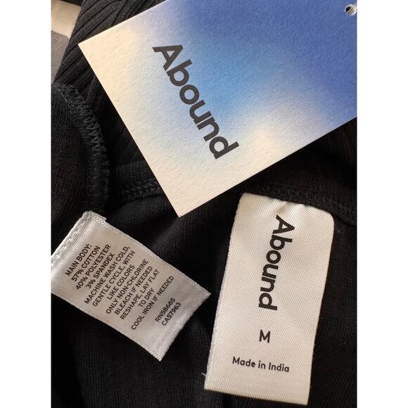 New ABOUND NORDSTROM Women's Black Long Sleeve Ribbed Knit Mini Dress Size M - Picture 3 of 3